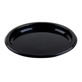 Plastic Plate Round Shape Black 23 cm (25 Units) 