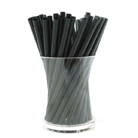 Plastic Straw for Cocktail or Mojito PS Straight Black Ø0,6cm 13cm (18000 Units)