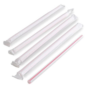 Plastic Straw Flexible PS Paper wrapped Striped Ø0,5cm 23cm (250 Units)