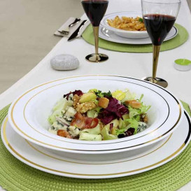 Plastic Plate Extra Rigid Deep with Border Gold 23cm (200 Units)