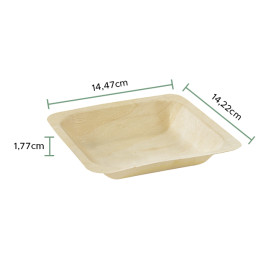 Wooden Plate Square Shape 14,1x14,1x2,5cm (500 Units)