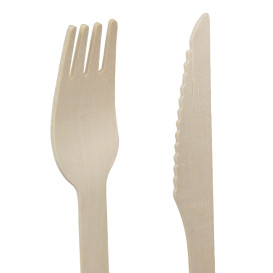 Wooden Cutlery Kit Fork, Knife Spoon (50 Units)