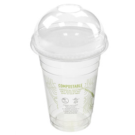 Compostable PLA Flat Cup Lid with Hole Ø10,2cm (100 Units)