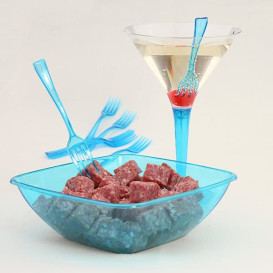 Plastic Stemmed Glass Cocktail Turquoise 100 ml (6 Units)