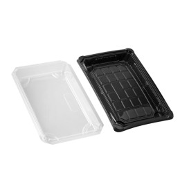 Sushi Tray and Lid PLA Black 15,0x23,0 cm (100 Units)