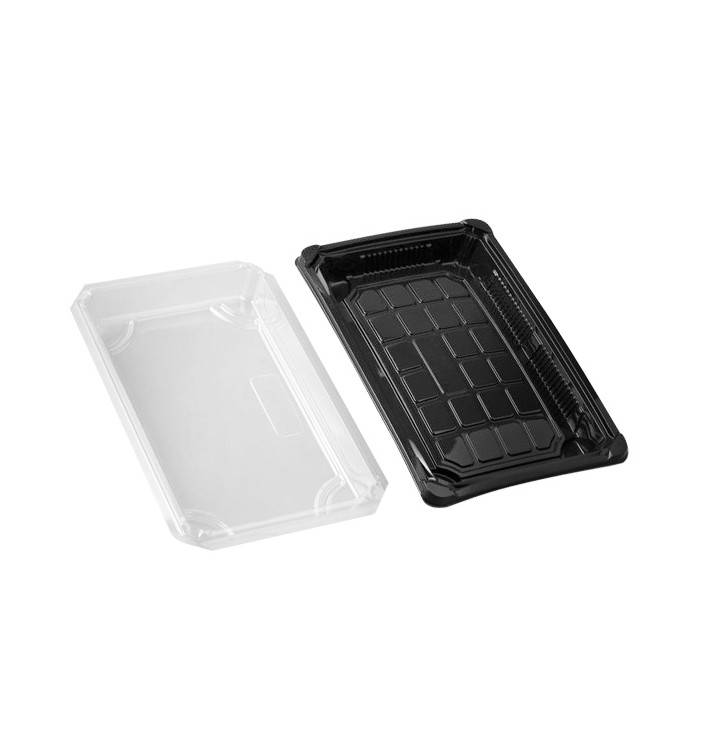 Sushi Tray and Lid PLA Black 15,0x23,0 cm (600 Units)