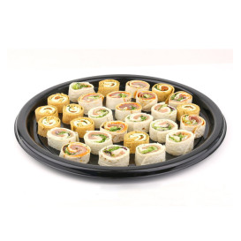 Plastic Tray Round Shape Black 30 cm (10 Units) 