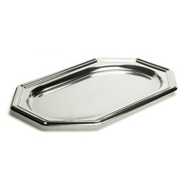 Plastic Platter Octogonal Shape Silver 27x19 cm (50 Units)