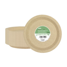 Paper Plate Round Greaseproof Shape Kraft Ø22cm 195g/m² (50 Units) 