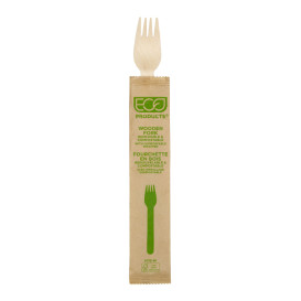 Wrapped Disposable Wooden Fork 16cm (25 Units)