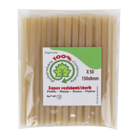 Eco Sugar Cane Straw Ø0,8cm 15cm (50 Units)