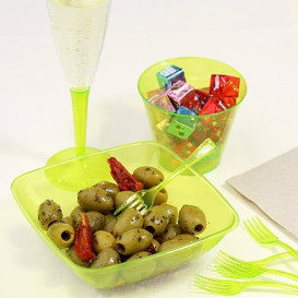 Plastic Bowl PS Crystal Hard Green 480ml 14x14cm (60 Units)