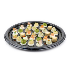 Plastic Tray Round Shape Marble 30 cm (5 Units) 