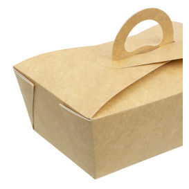 American Box with handles "Doggy Bag" Kraft 16x9,5x6cm (200 Units)