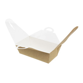 American Box with handles "Doggy Bag" Kraft 20x10x7cm (20 Units)