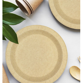 Paper Plate Round Greaseproof Shape Kraft Ø18cm 245g/m² (350 Units) 