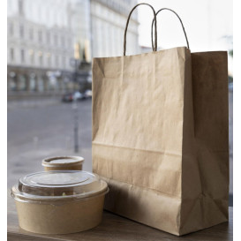 Paper Bag with Handles Kraft Brown 100g/m² 35+18x34cm (25 Units)