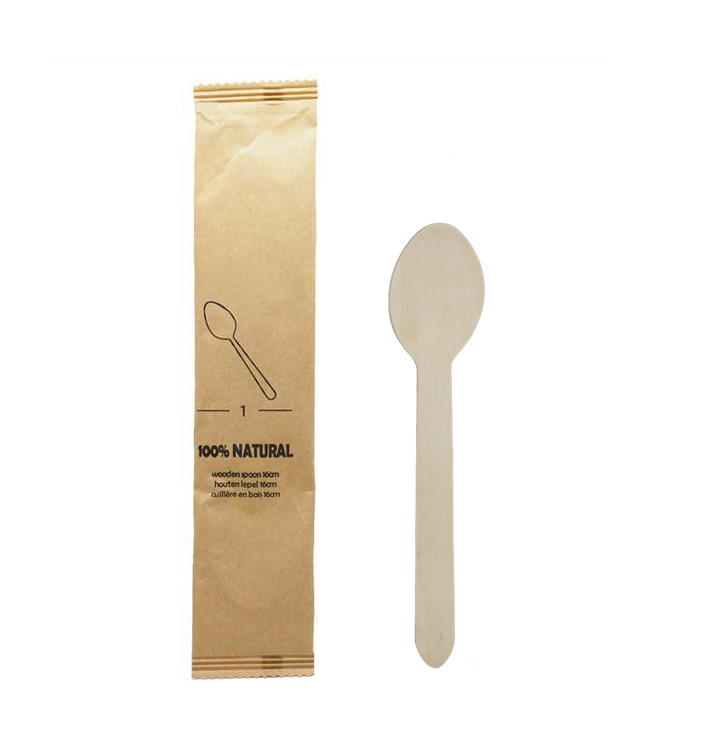 Wrapped Wooden Spoon 16cm (50 Units)