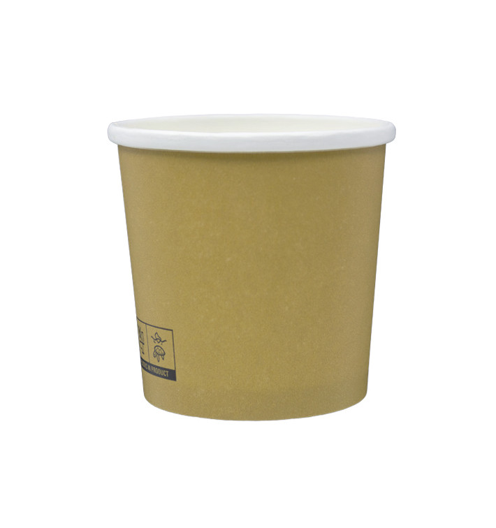 Kraft Carton Pot with White Border 350ml Ø9,0cm (25 Units)