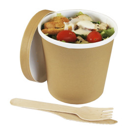 Kraft Carton Pot with White Border 750ml Ø11,7cm (500 Units)