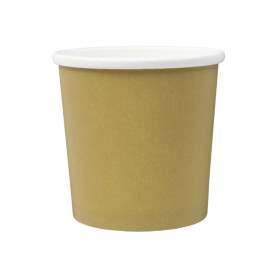 Kraft Carton Pot with White Border 350ml Ø9,0cm (500 Units)