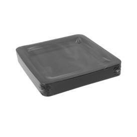 Reusable Square Plate in Extra Rigid PP Black 18x18cm (200 Units)