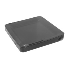 Reusable Square Plate in Extra Rigid PP Black 23x23cm (20 Units) 