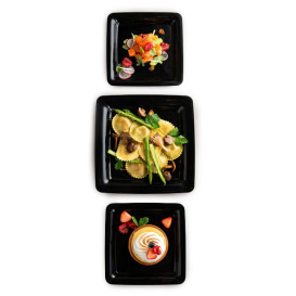 Reusable Square Plate in Extra Rigid PP Black 18x18cm (200 Units)