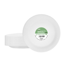 Round Paper Plate “Radial” White Ø18cm 200gr/m² (50 Units)