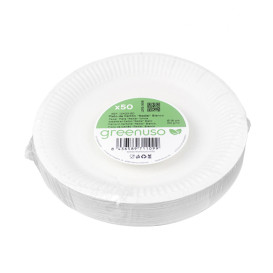 Round Paper Plate “Radial” White Ø18cm 200gr/m² (50 Units)