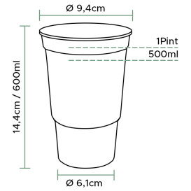 Reusable Cup PP Clear 600ml Ø9,4cm (50 Units)