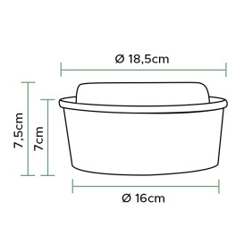 Paper Kraft-Kraft Soup Bowl with PET Lid 1.300ml Ø18,5cm (20 Units)