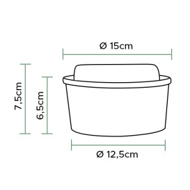 Paper Kraft-Kraft Soup Bowl with PET Lid 750ml Ø15cm (50 Units)