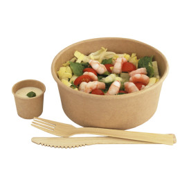 Paper Kraft-Kraft Soup Bowl with PET Lid 750ml Ø15cm (50 Units)