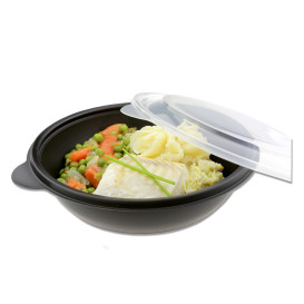 Plastic Deli Container with Lid PP Black 750ml Ø19x4cm (15 Units) 