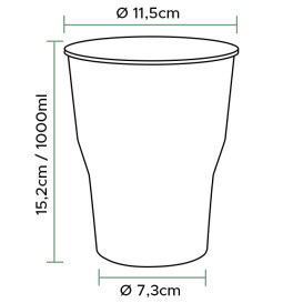 Reusable Cup PP Clear 1.000ml Ø9,4cm (500 Units)