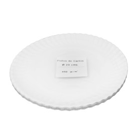 Paper Plate Round Shape White Ø23cm 450g/m² (450 Units)