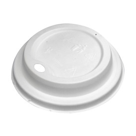 Lid with Hole of Moulded Cellulose Fibre White Ø9,0cm (50 Units)