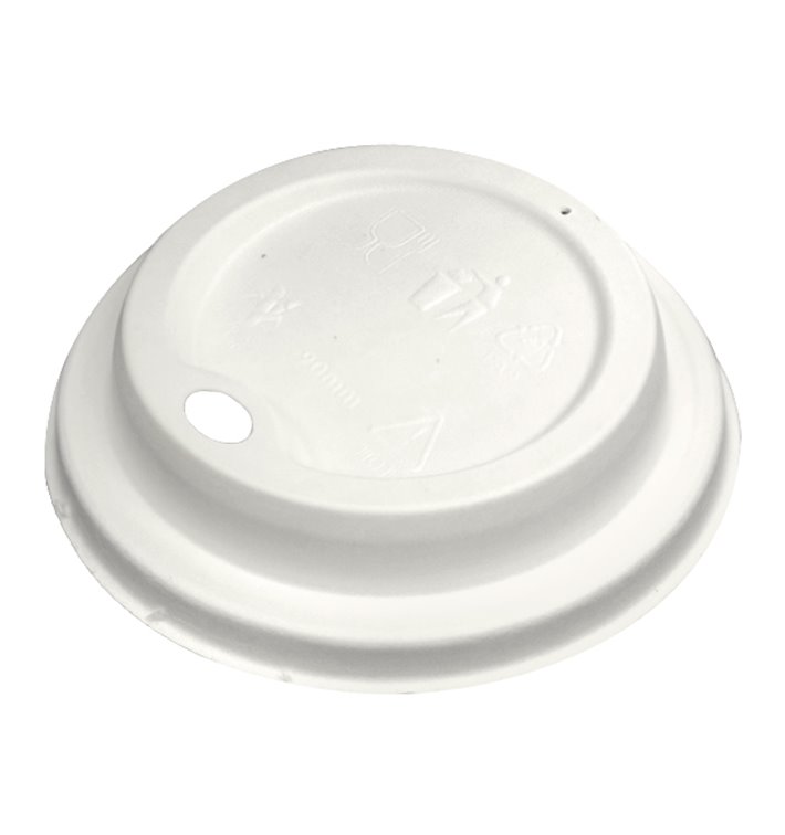 Lid with Hole of Moulded Cellulose Fibre White Ø9,0cm (50 Units)