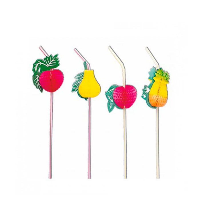 Plastic Straw Flexible PS Fruit Design Ø0,5cm 23cm 