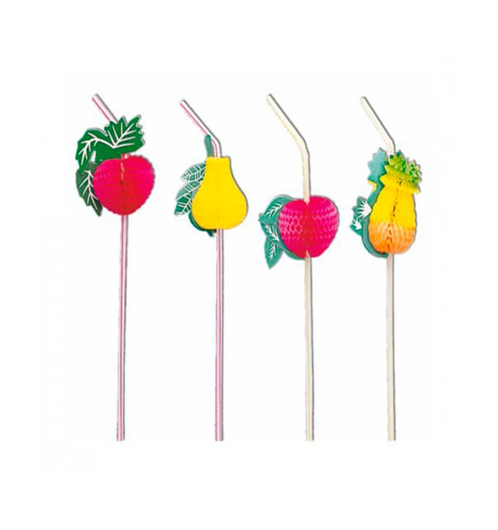 Plastic Straw Flexible PS Fruit Design Ø0,5cm 