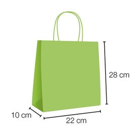 Paper Bag with Handles Green 90g/m² 28+10x22 cm (250 Units)