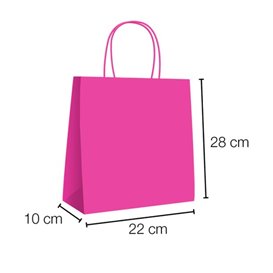 Fuchsia paper bag with handles 90g/m² 28+10x22 cm (250 Units)