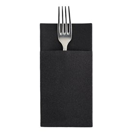 Pocket Fold Airlaid Napkins "Kanguro" Black 40x40cm (30 units) 