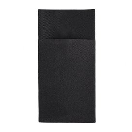 Pocket Fold Paper Airlaid Napkins Kanguro Black 33x40cm (30 units) 