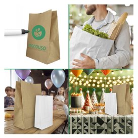 Paper Bag without Handle Kraft White 50g/m² 12+8x24cm (1.000 Units)