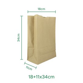 Paper Bag without Handle Kraft 60g/m² 18+11x34cm (500 Units)