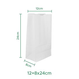 Paper Bag without Handle Kraft White 50g/m² 12+8x24cm (1.000 Units)