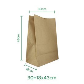 Paper Bag without Handle Kraft 75g/m² 30+18x43cm (250 Units)