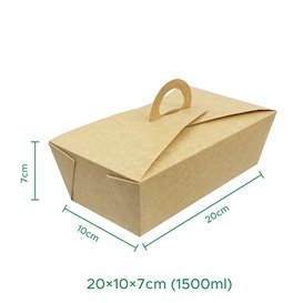 American Box with handles "Doggy Bag" Kraft 20x10x7cm (20 Units)